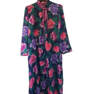 Vintage Christian Dior  Loungewear Floral Robe Size S  Neiman Marcus Pussybow